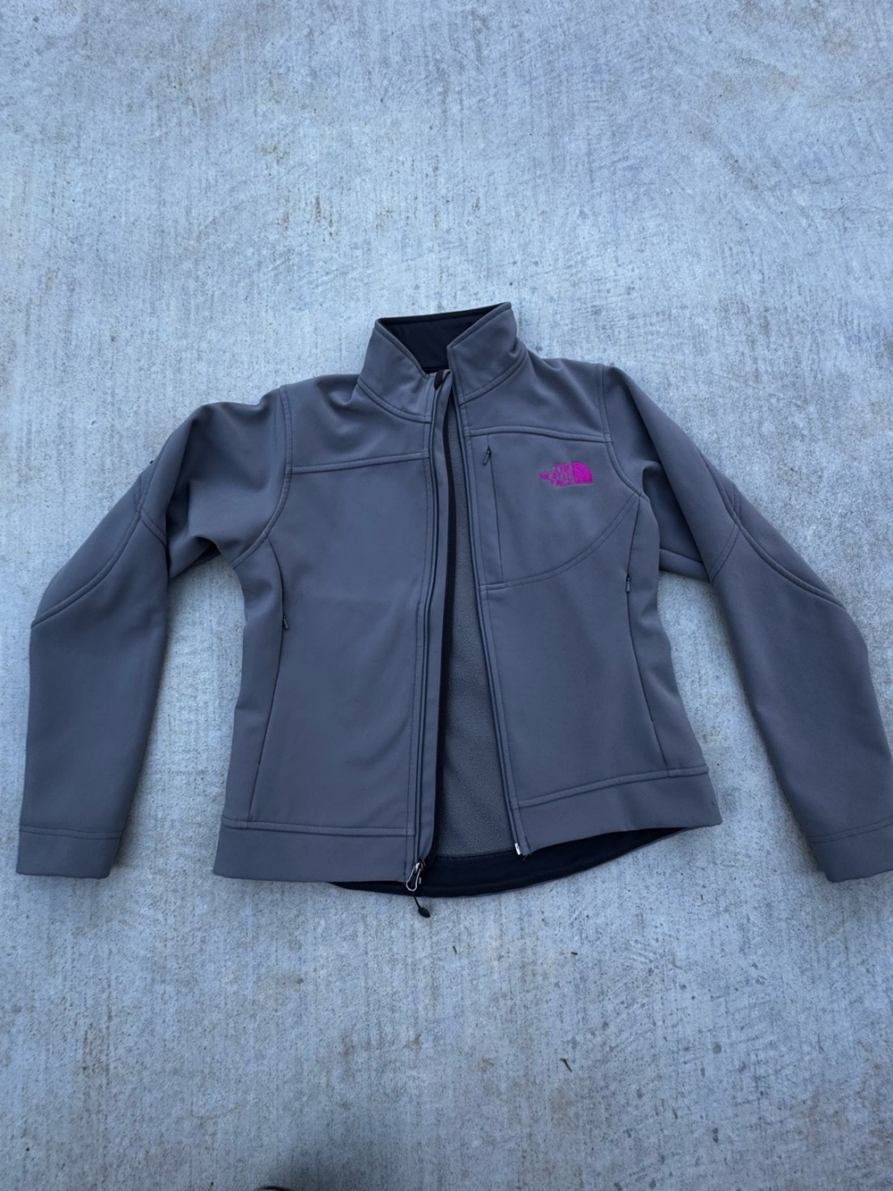 The North Face Women's Gray Softshell Jacket with Pink Logo
